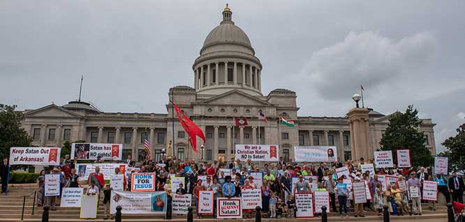 Protest Satanism Arkansas Capitol